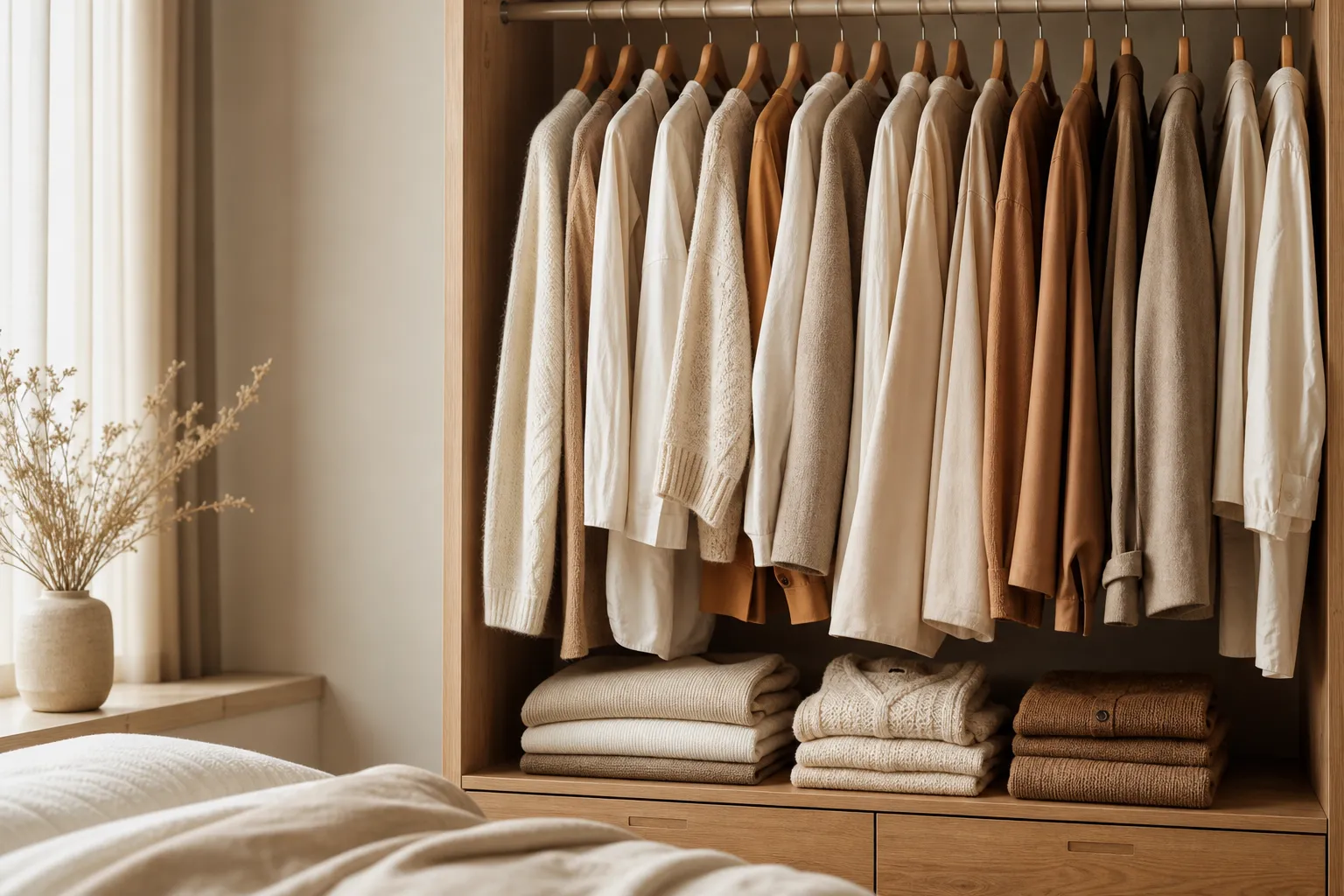 Dressing minimaliste aux tons neutres et naturels
