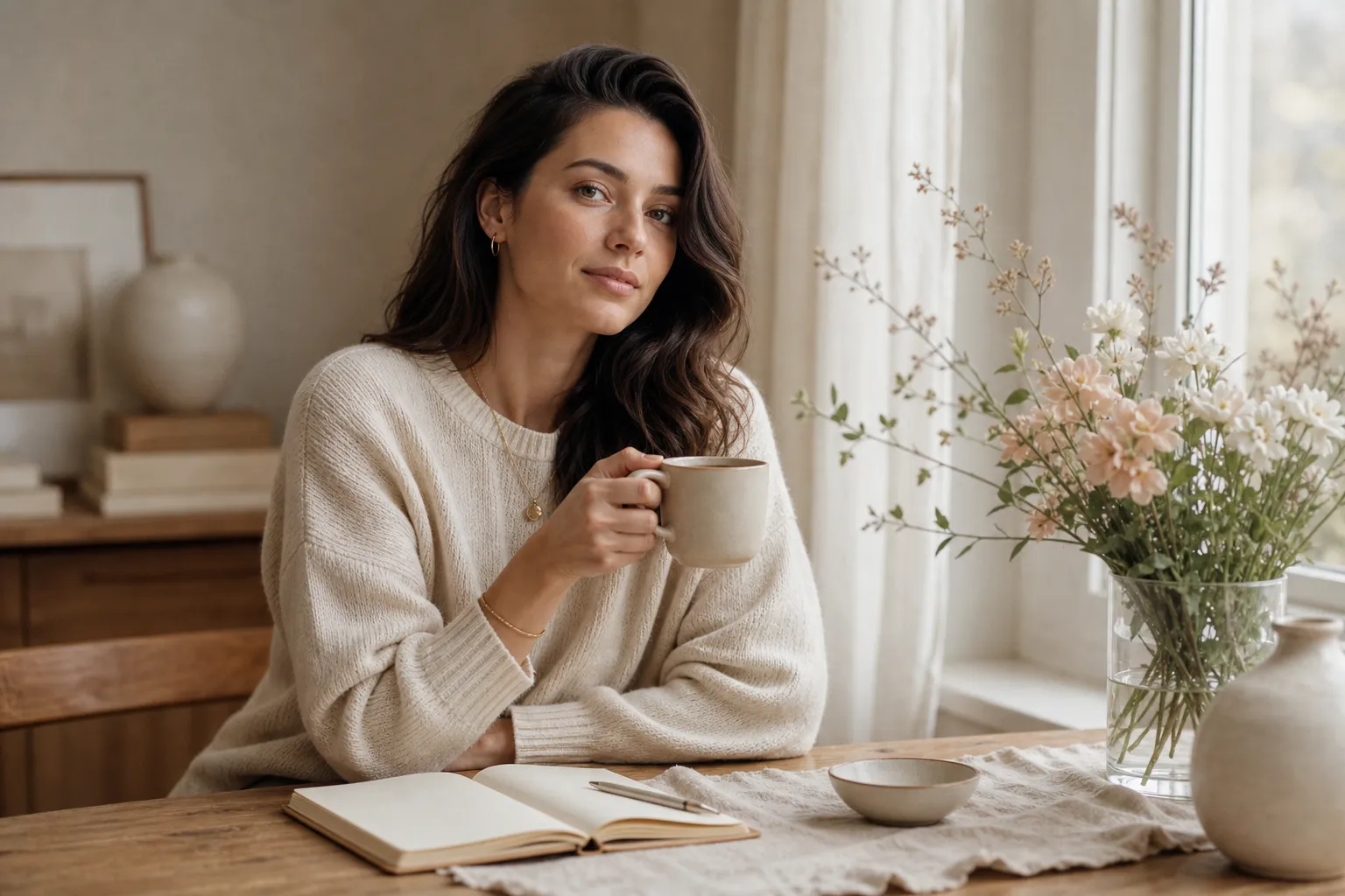 Scène de routine matinale douce et inspirante